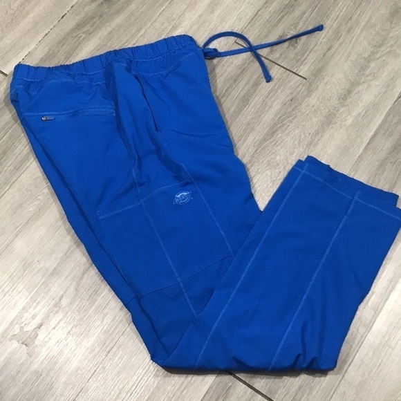 Dickies Dynamix Royal Blue Scrubs Pant Mid Rise Straight Leg Drawstring size S - Picture 10 of 14